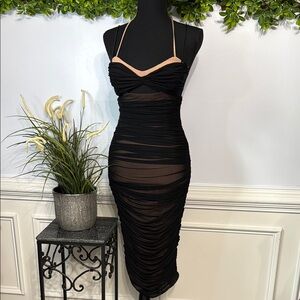 Elegant Black Ruched Dress